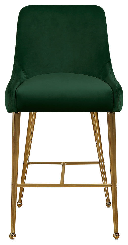 Owen Velvet Upholstered Stool (Set of 2), Green