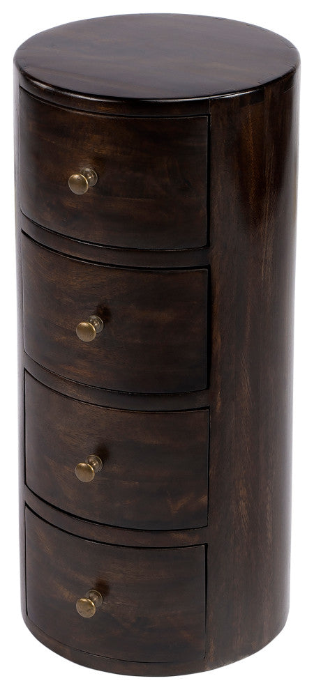 Butler Liam Wood End Table With Storage, Dark Brown