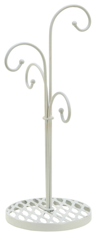 4 Arm Metal Mug Stand, White