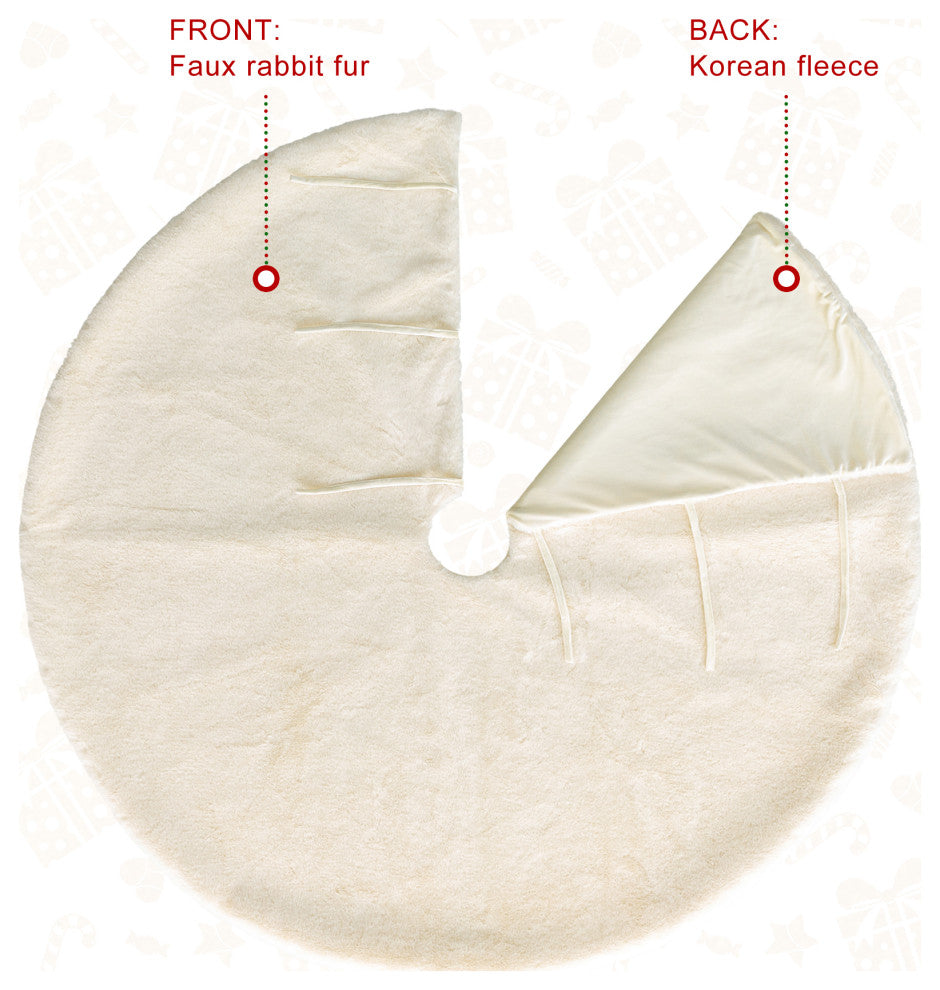 48"D Faux Rabbit Fur Christmas Tree Skirt