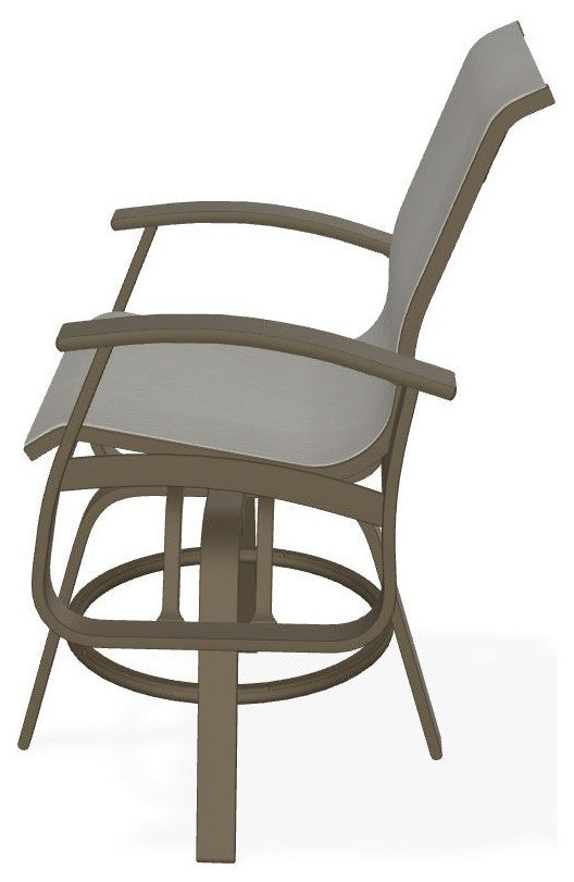 Belle Isle Sling Balcony Height Outdoor Swivel Chair, Augustine Oyster/Beachwood
