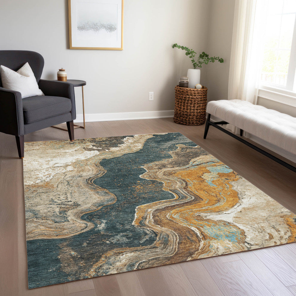 Machine Washable Indoor/Outdoor Chantille ACN1907 Wheat 9' x 12' Rug