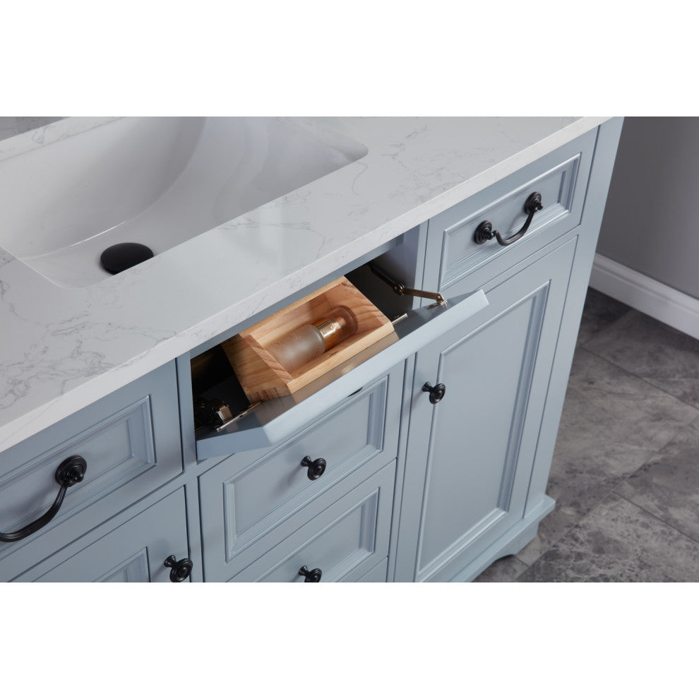 Legion Furniture WS2512 Series Bathroom Sink Vanity, Cadet, 48", Artificial Stone Top, Single Sink