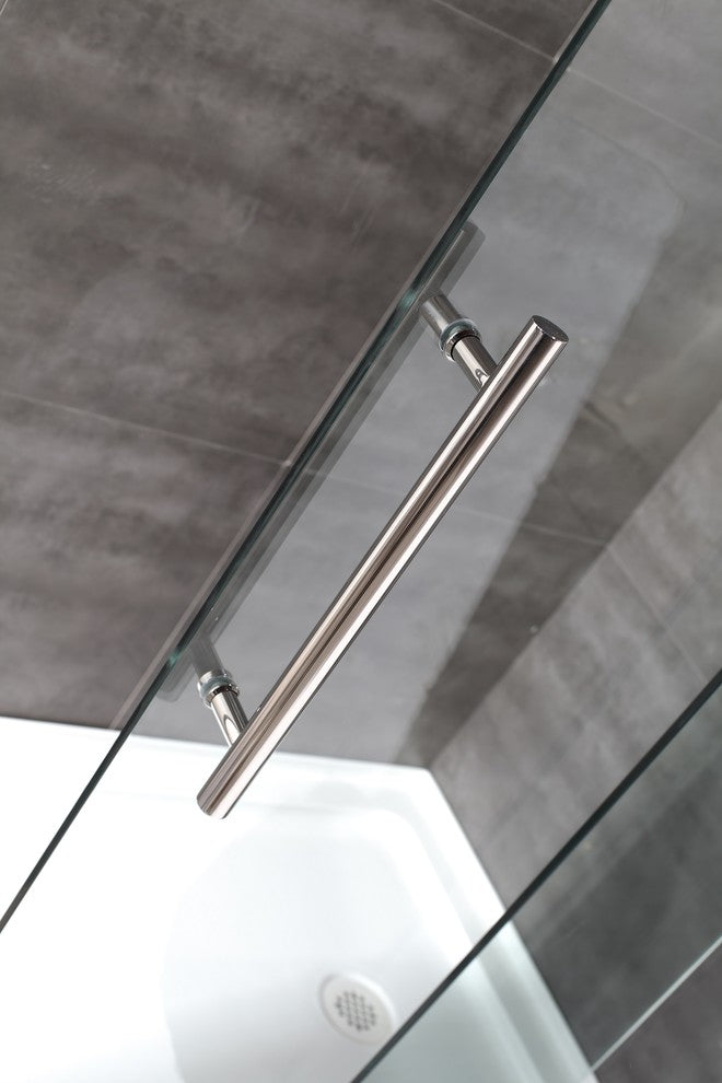 Langham 48"x77.5" Completely Frameless Sliding Shower Door Right Base, Stainless