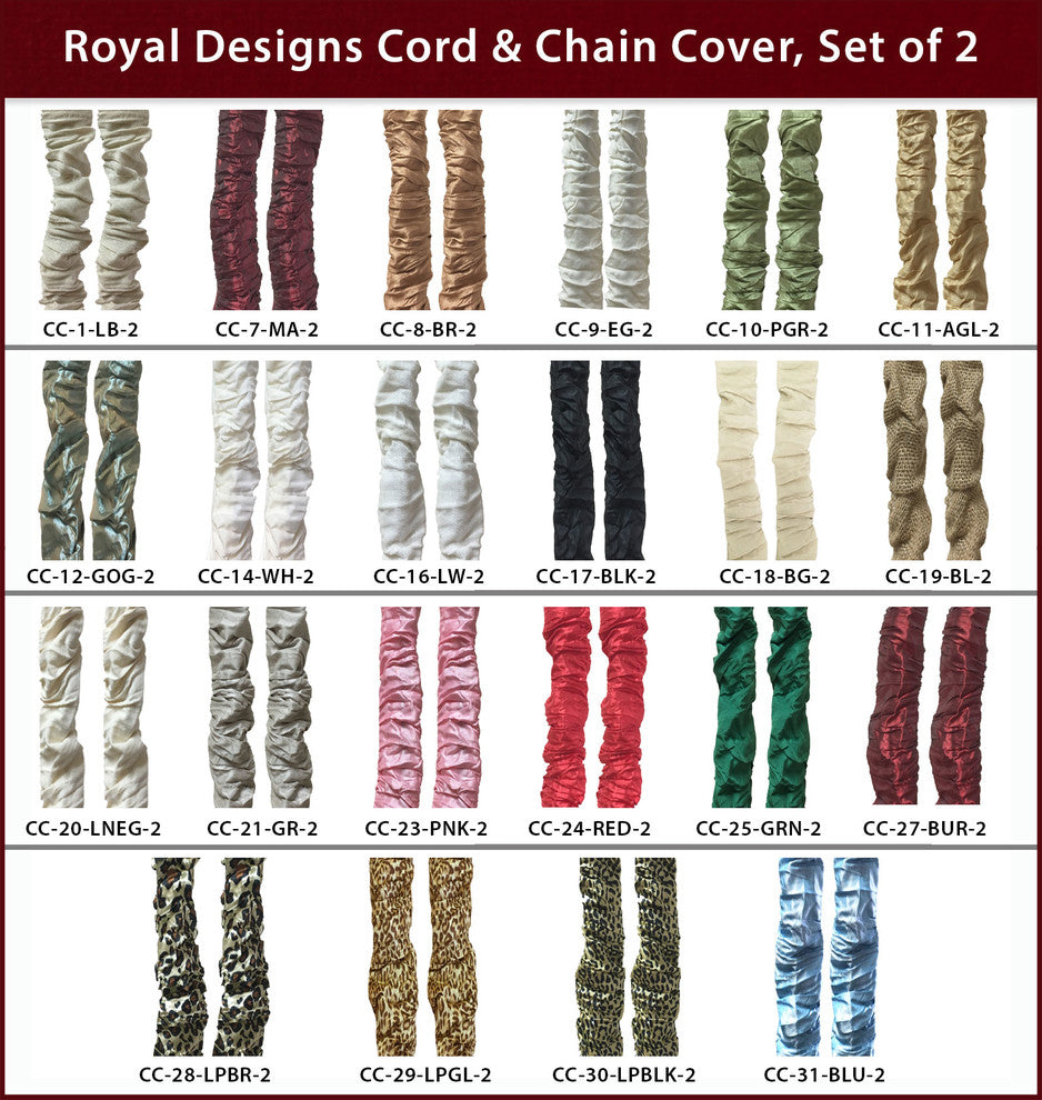 Royal Designs Set of 2 Gray Cord and Chain Cover, 4'