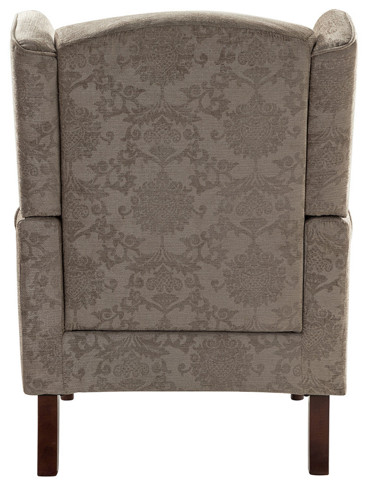 Floral Wingback Armchair with Turned Legs, Brocade