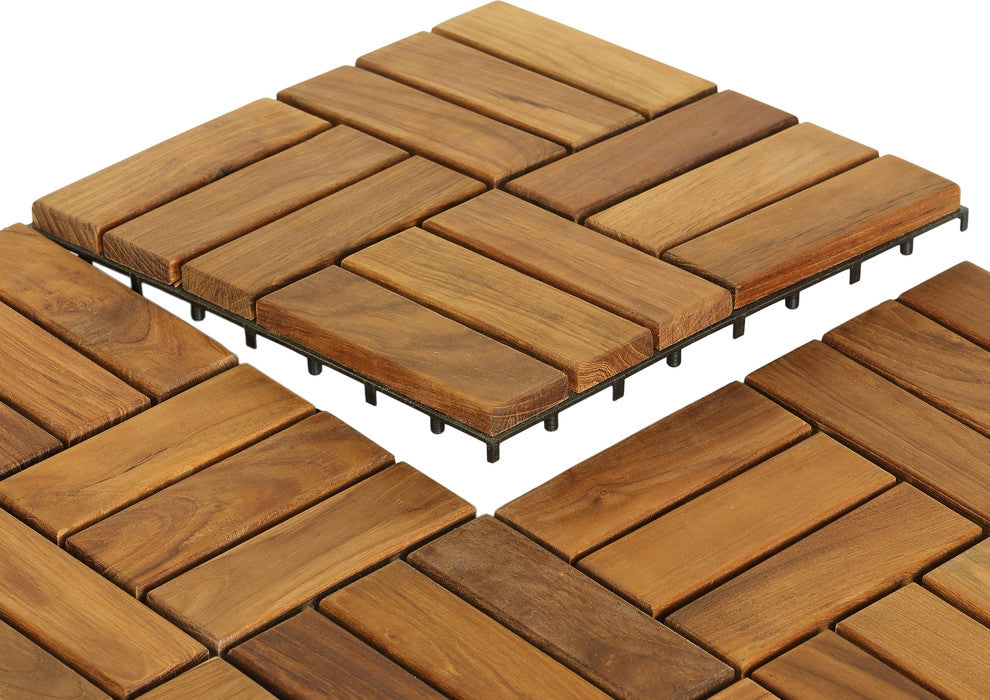 Bare Decor EZ-Floor in Solid Teak Wood, 1 Tile Only