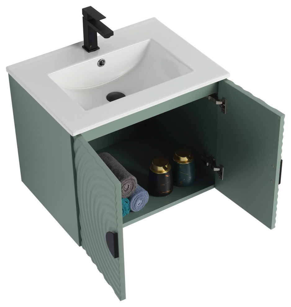 Pellabay Bath Vanity, Fluted Circular Doors Sink Included