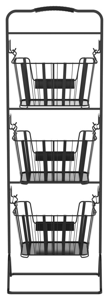 Oceanstar 3-Tier Metal Wire Storage Basket Stand with Removable Baskets "“ Black