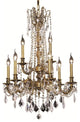 Elegant Rosalia Dining Room Light, French Gold Finish With Royal Cut Crystal