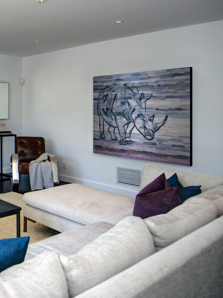 "Rhinoceros" UV Ink Print on Brushed Aluminum, 60"x40"