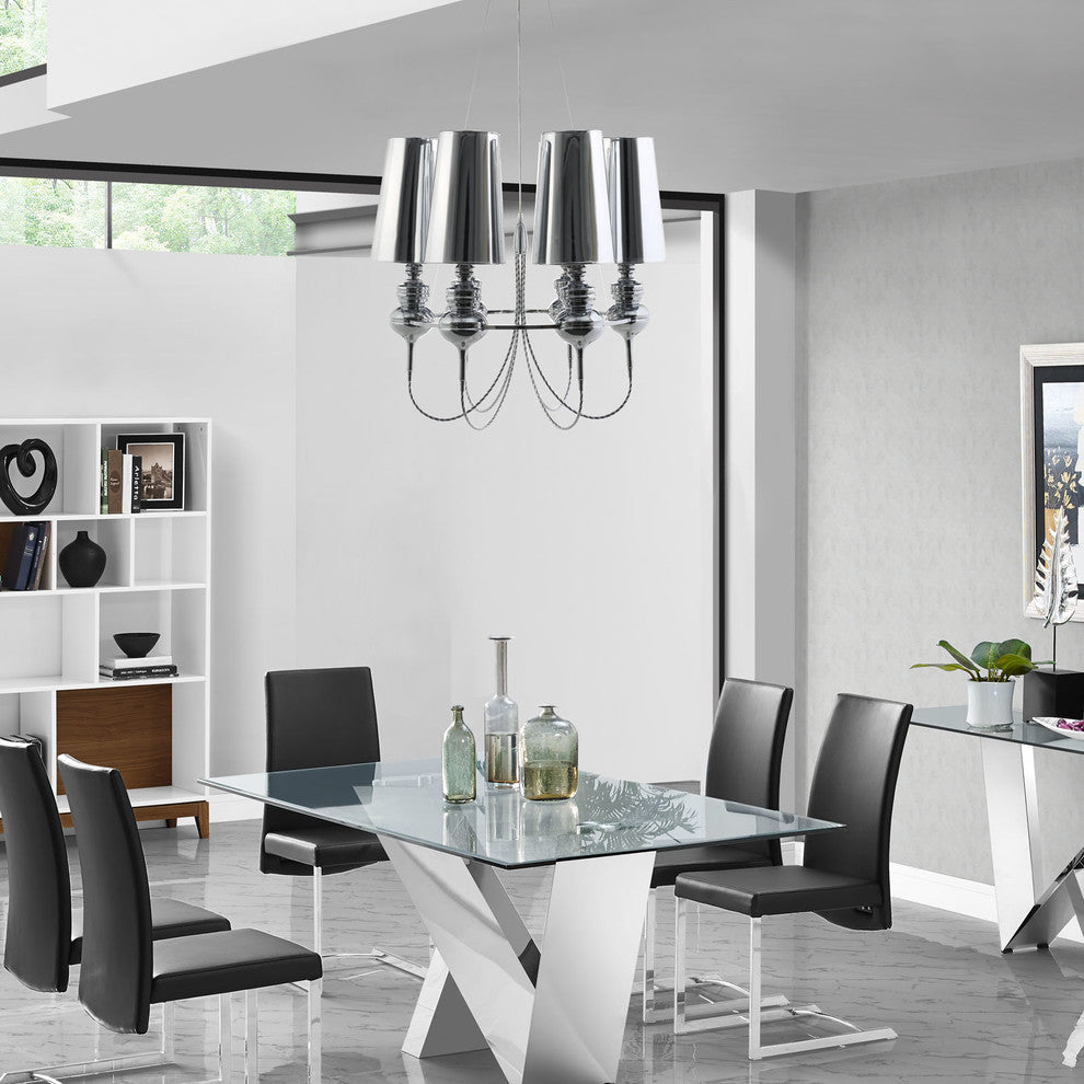 Modern Urban Contemporary Stainless Steel Chandelier Light, Silver Steel