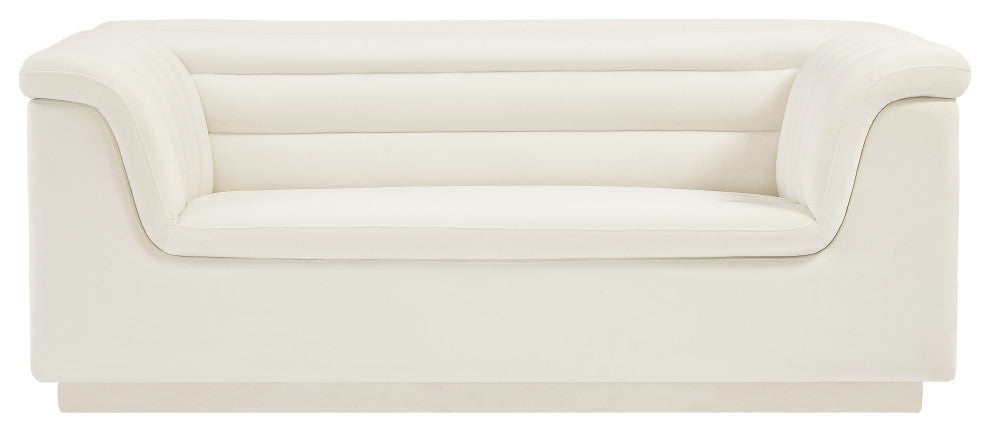 Cascade Upholstered Set, Cream, Velvet, Loveseat