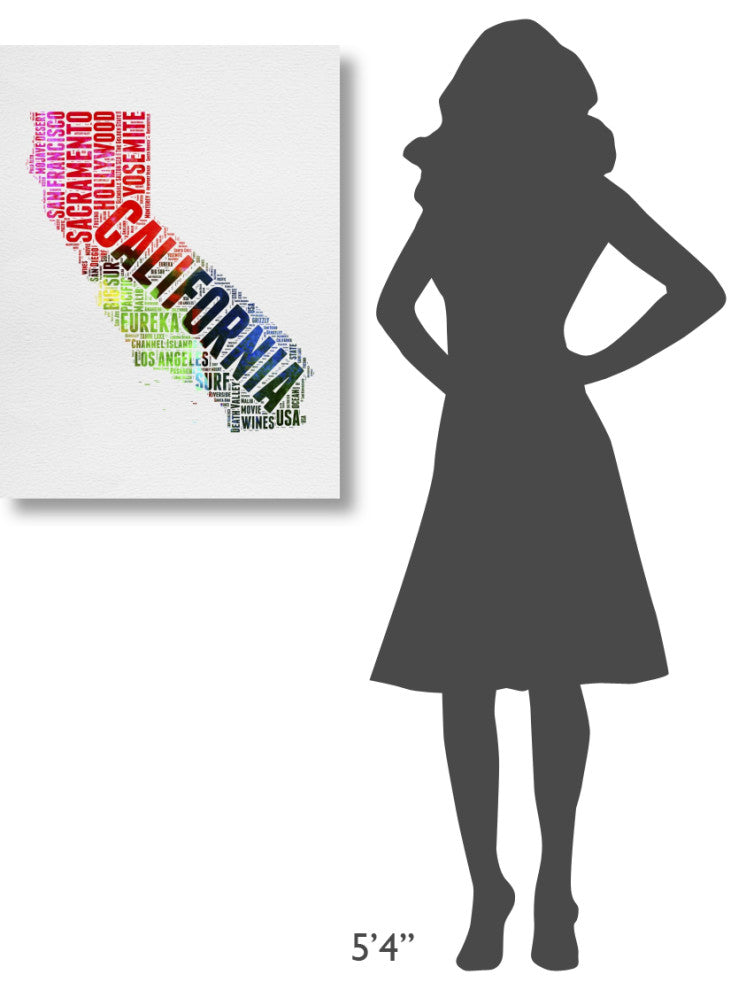 "California Watercolor Word Cloud" Fine Art Print