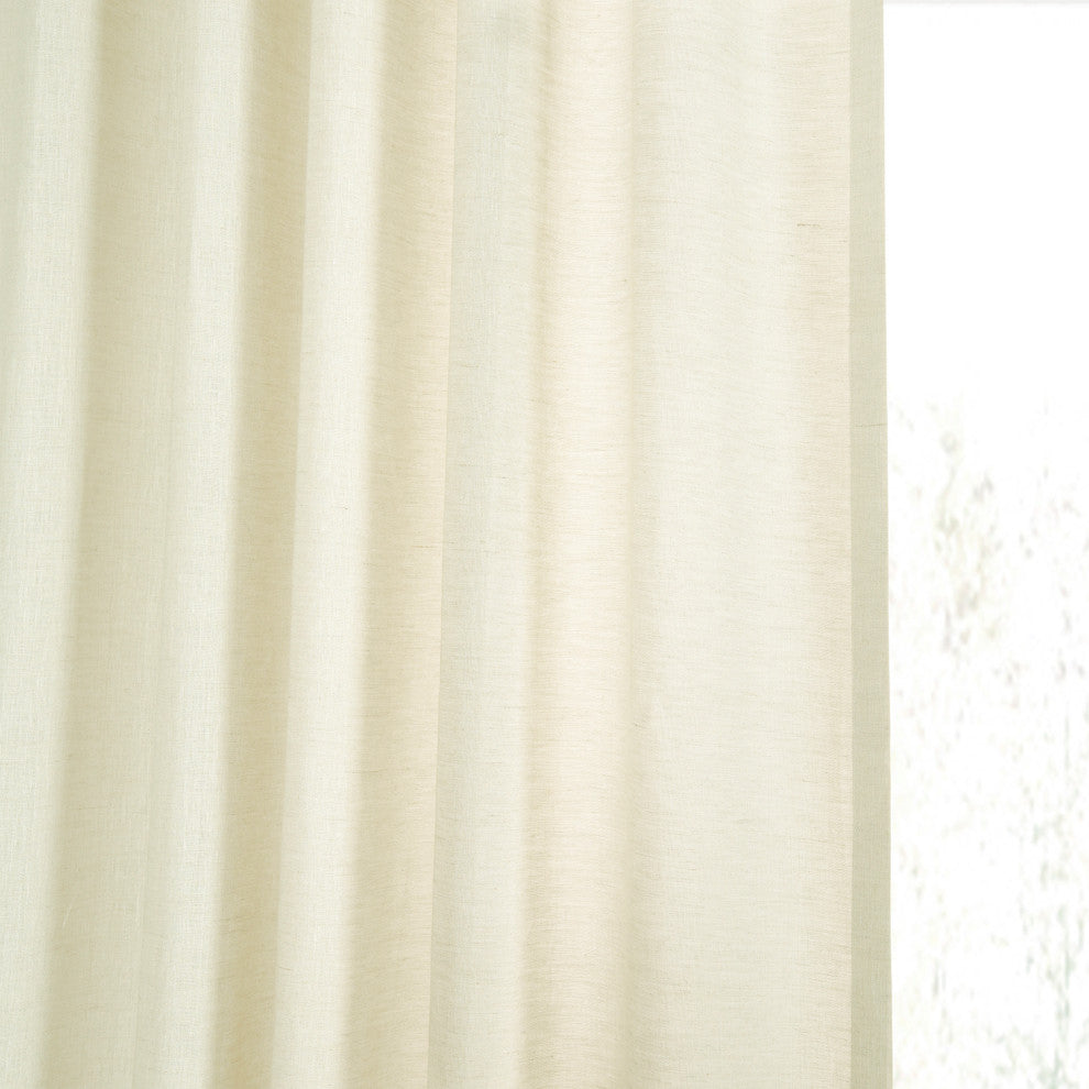 Antique Lace Linen Sheer Curtain Single Panel, 50"x96"