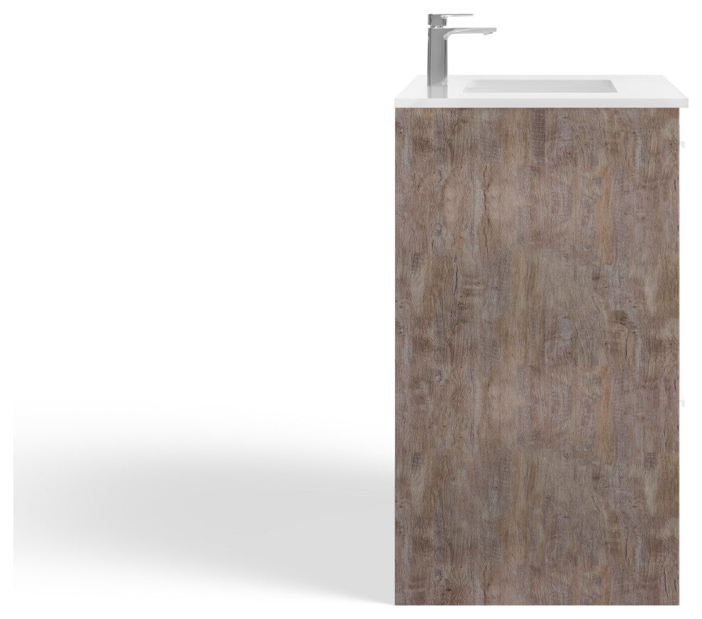 Esconde Bath Vanity, Natural Wood, 30", Single Sink, Freestanding