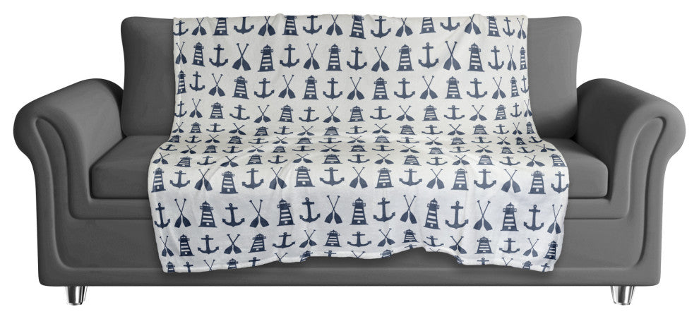 Nautical Icons Navy 50x60 Throw Blanket