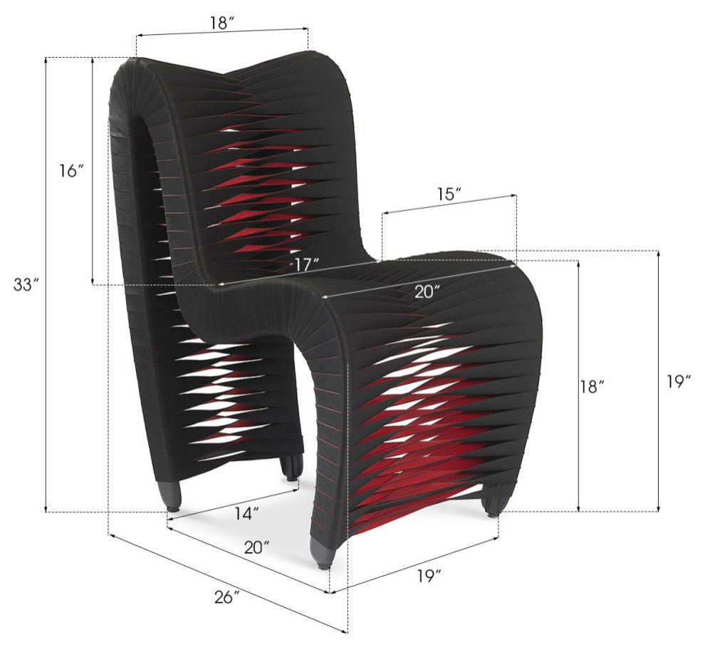 Seat Belt Dining Chair, Black and Red, Cotton
