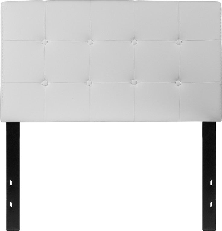 Lennox Tufted Upholstered Twin Size Headboard, White Vinyl