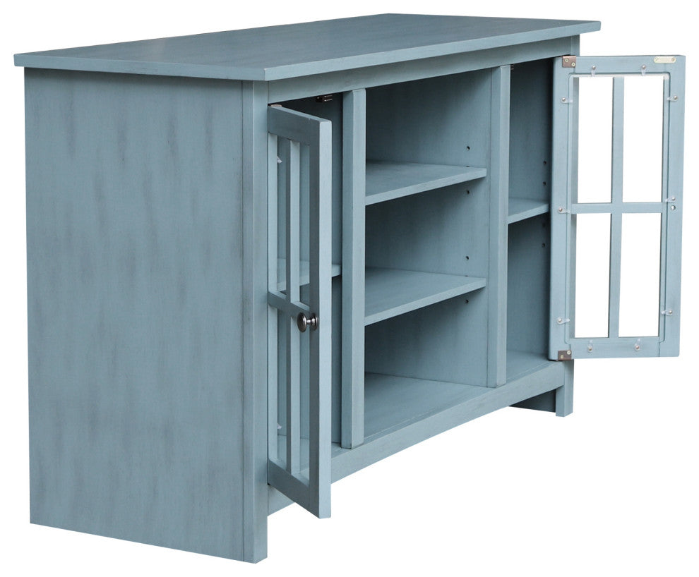 Entertainment / TV Stand - With 2 Doors - 48", Ocean Blue - Antique Rubbed