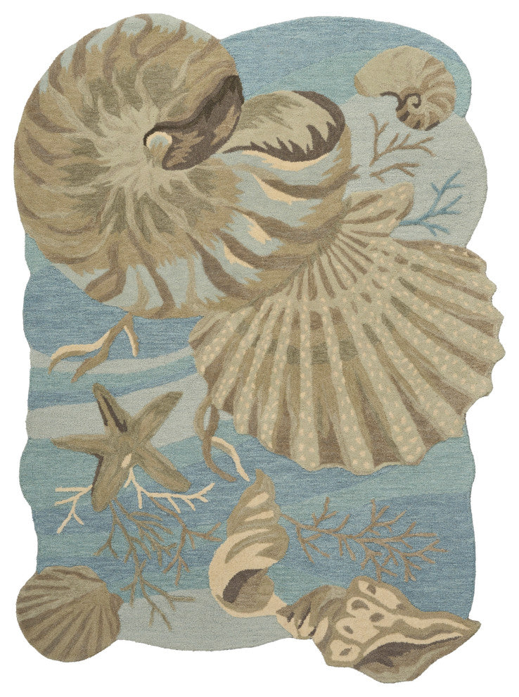 Nourison Waterside 7'9" x 9'9" Blue Coastal, Nautical and Beach Indoor Rug