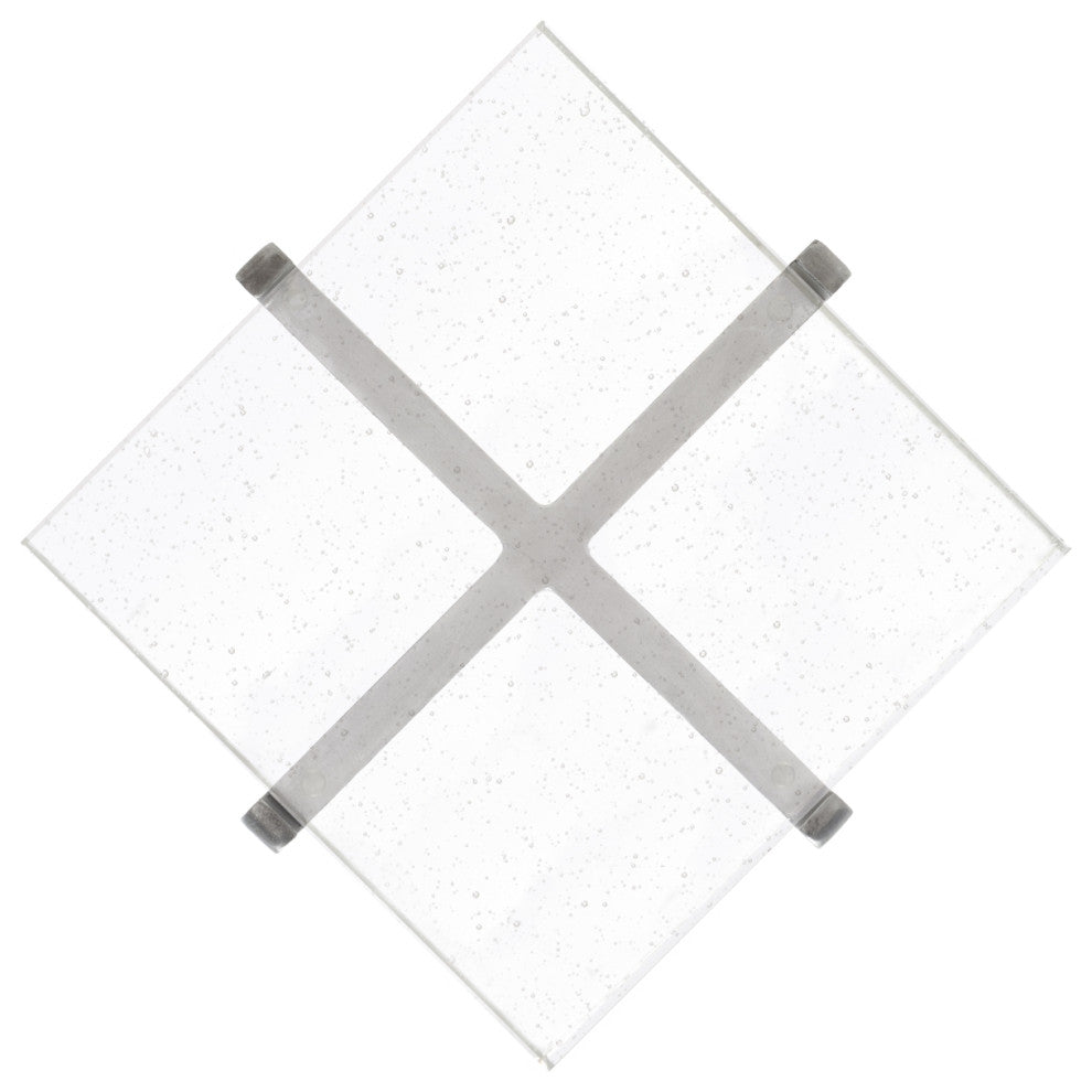 Safavieh Couture Tawny Square Bubble Glass Accent Table, Silver/Clear