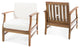 GDF Studio Pearl Outdoor Teak Acacia Wood Club Chairs With Cushion, Cream, Set of 2