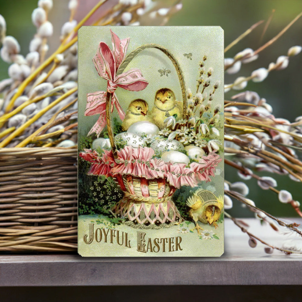 Vintage-Style Victorian-Style Pink Easter Basket Sign