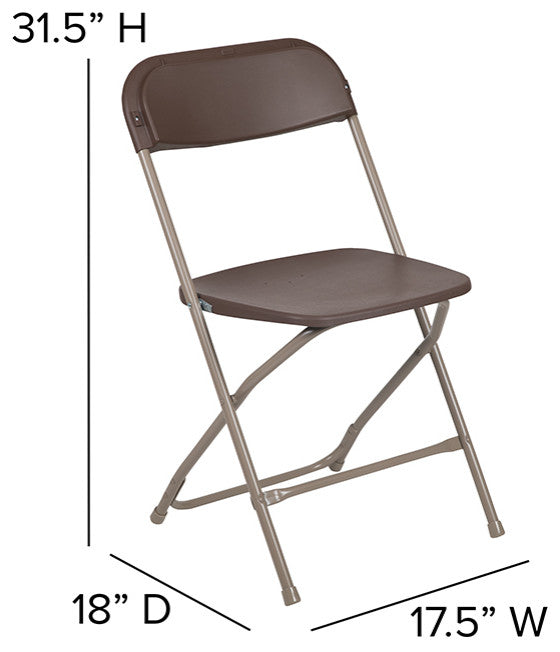 Hercules Series Plastic Folding Chair - 2 Pack 650LB Weight Capacity, Brown