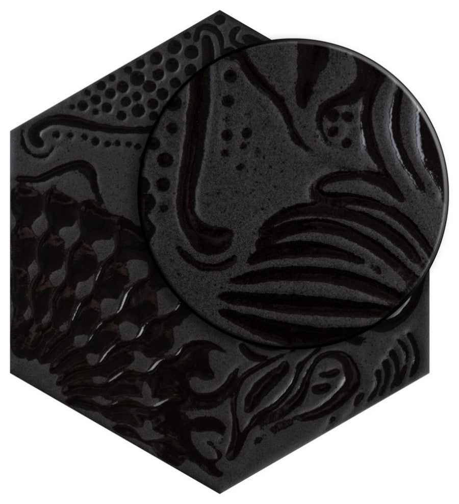 Gaudi Lux Hex Black Porcelain Floor and Wall Tile