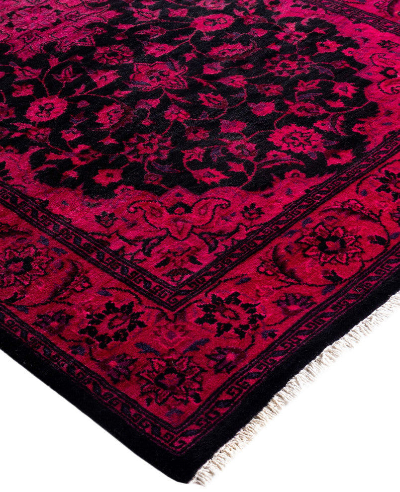 Overdyed One-of-a-Kind Hand-Knotted Area Rug Black, 3' 2" x 5' 2"