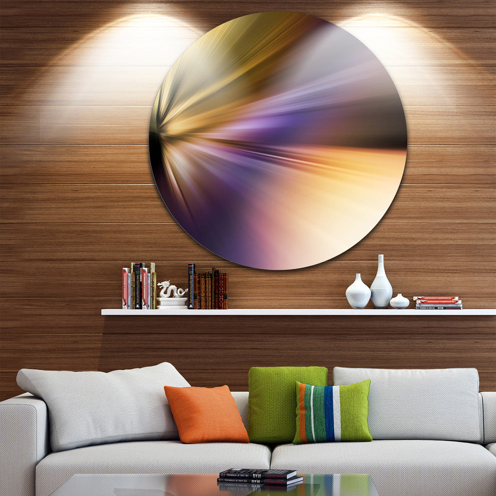Rays Of Speed Purple Brown, Abstract Digital Round Wall Art, 23"