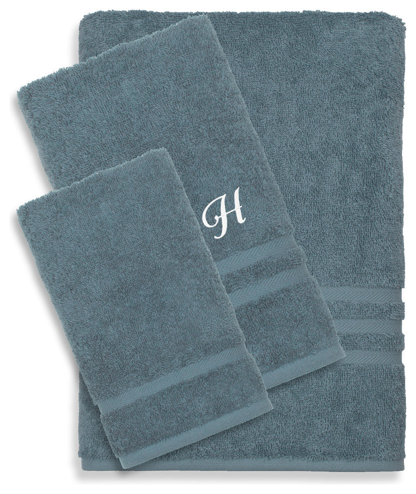 Denzi 3-Piece Towel Set Monogrammed Letter, H