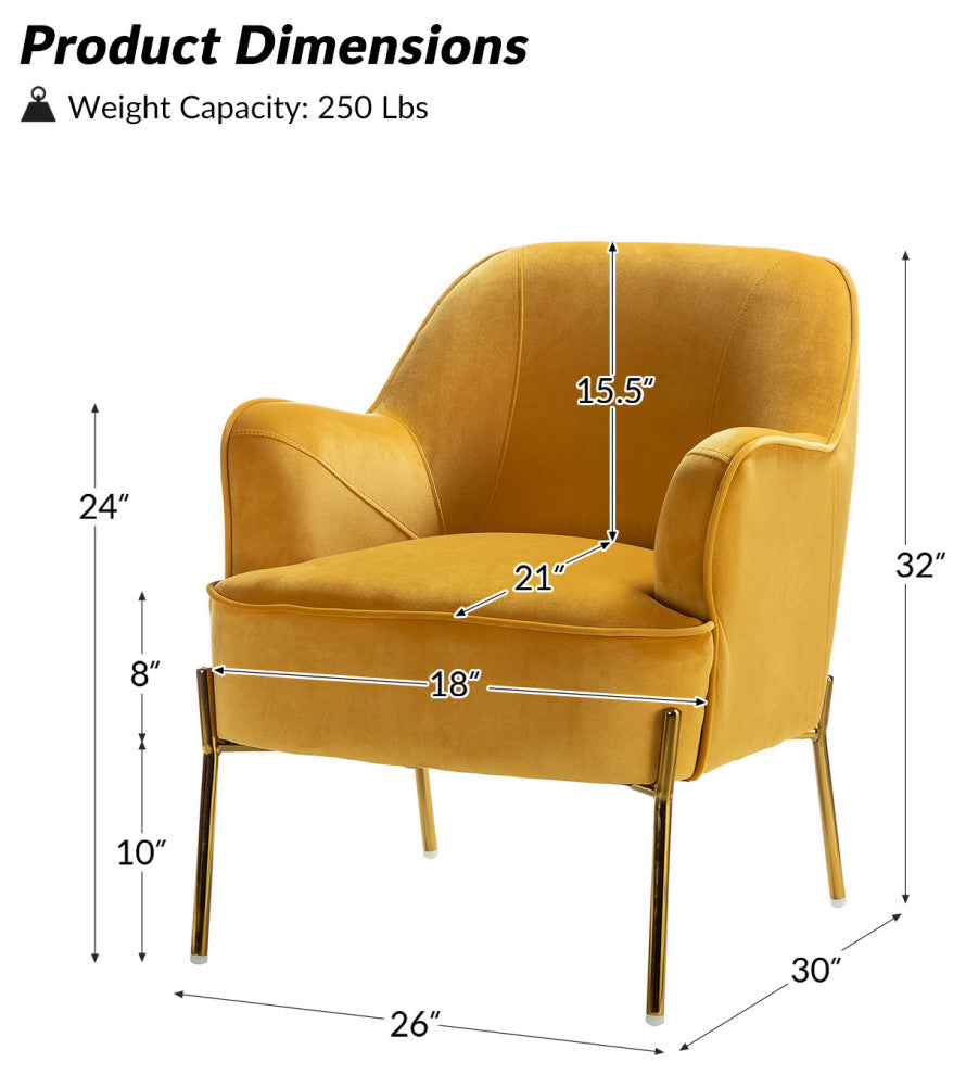 Nora Fabric Accent Chair, Mustard