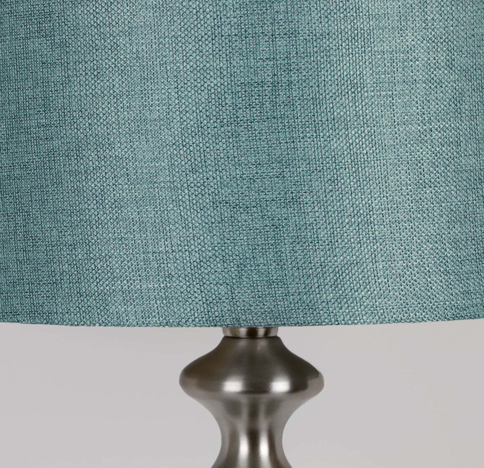 26.5 Brushed Nickel Table Lamps Turquoise Shade, Set of 2