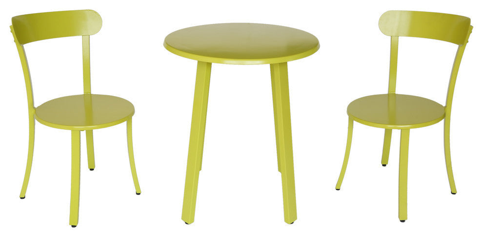 GDF Studio Larson Outdoor Bistro Set, Matte Lime Green
