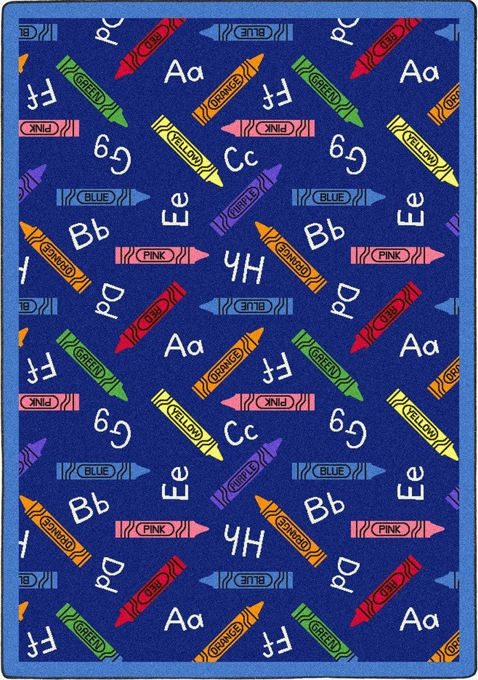 Playful Patterns Rug, Crayons, 5'4"x7'8", Blue