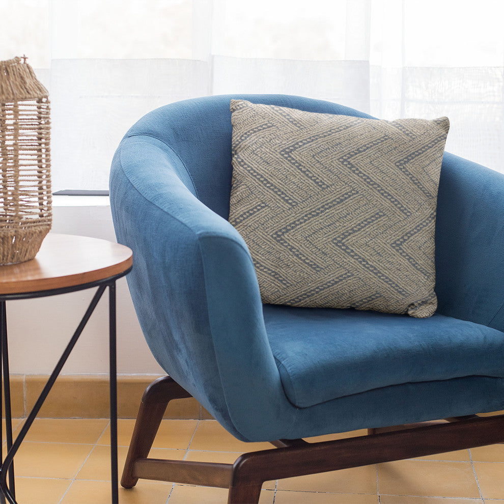 Plutus Blue Triangle Chevron Luxury Throw Pillow, 16"x16"