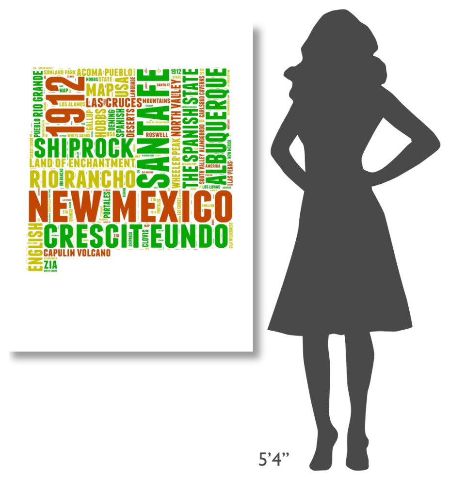 "New Mexico Word Cloud Map" Fine Art Print