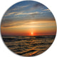 Red Sunset With Dark Ocean Waves, Seashore Round Metal Wall Art, 11"
