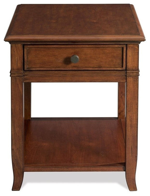 Riverside Furniture Campbell Wood One Drawer End Table in Burnished Cherry