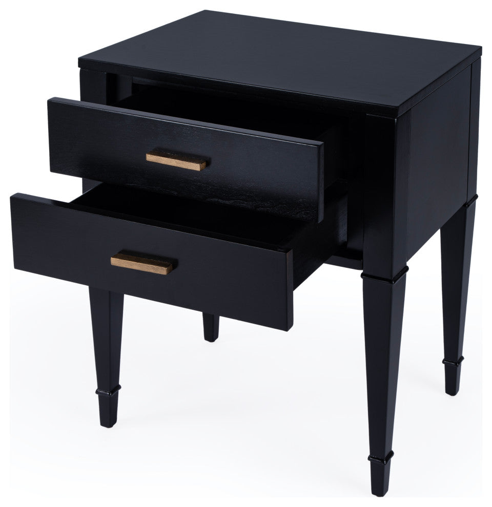 Kai 2 Drawer Burl Wood End Table, Black Licorice