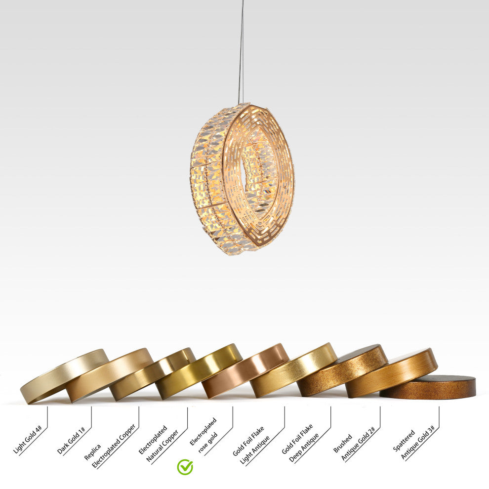 LNC Brusmogan 1-Light 9.5" Modern LED Loop Crystal Mini Chandelier, Gold
