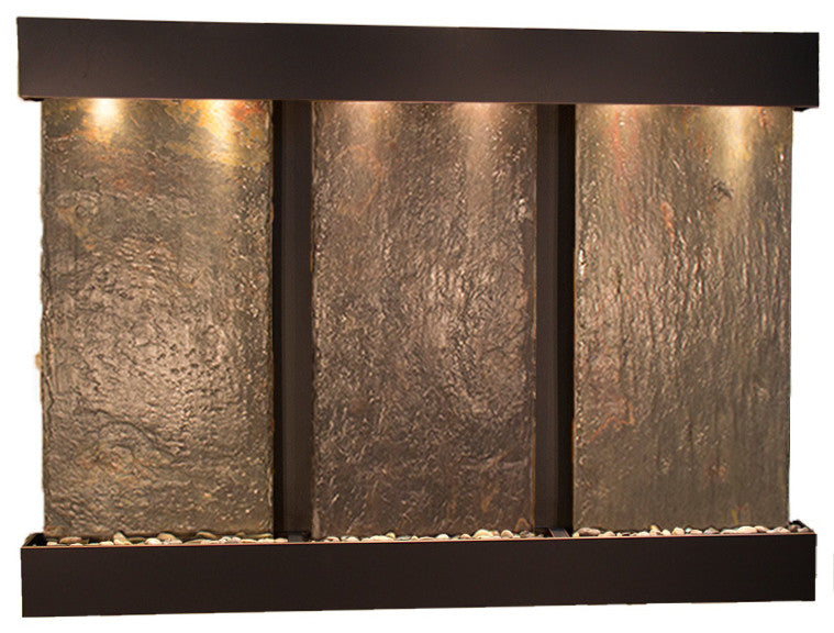 Olympus Falls Water Fountain, Multi-Color Slate, Blackened Copper, Square