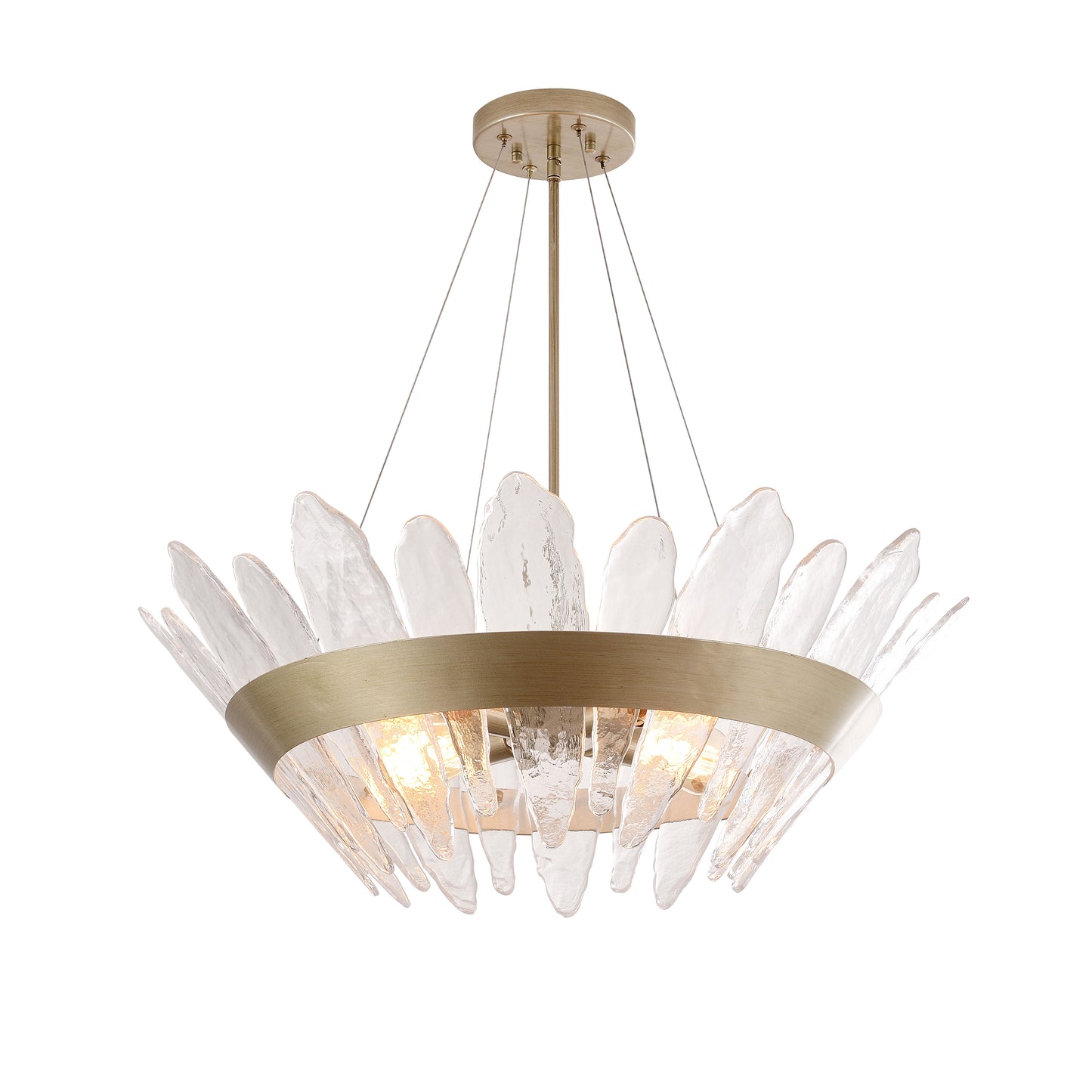 Eva 4-Light 29" Modern Handcrafted Glass Chandelier Brushed Champagne Silver