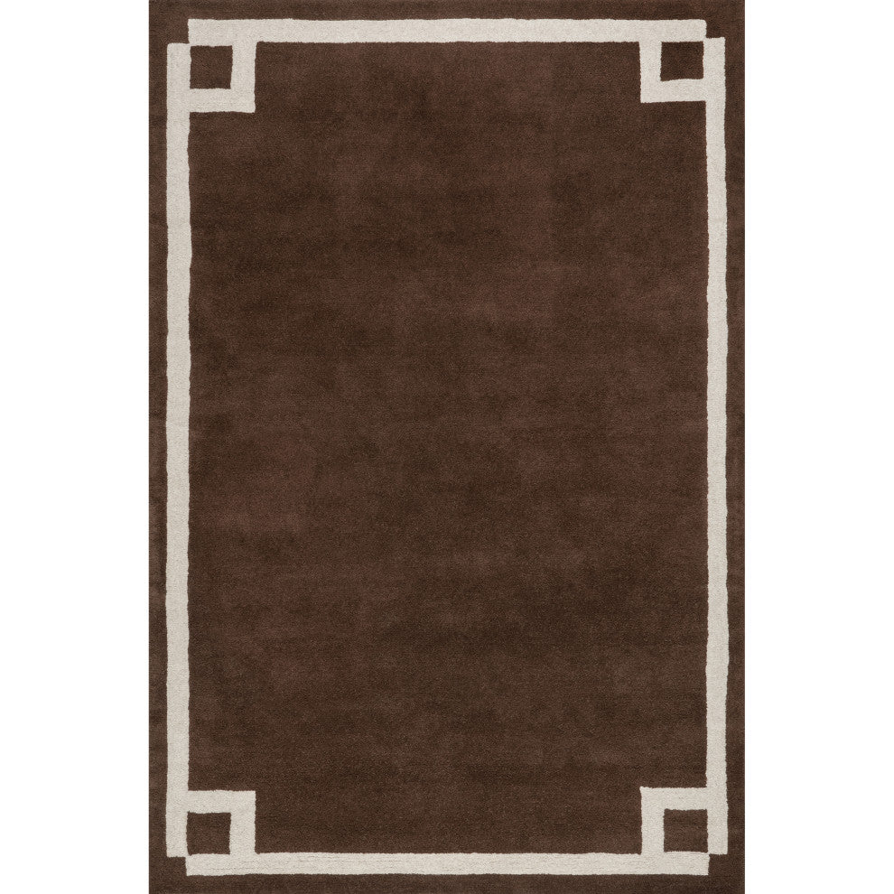 Grace Bordered Wool Area Rug, Brown 3' x 5'