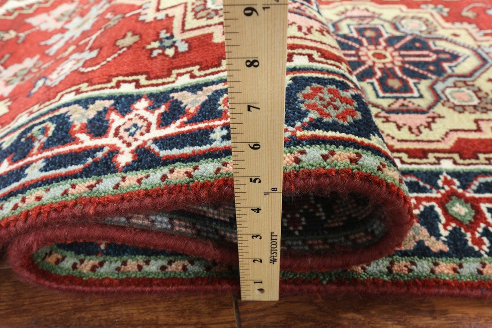 Red & Blue Oriental Runner 3'x20' Heriz Serapi Hand Knotted Wool Rug H9217