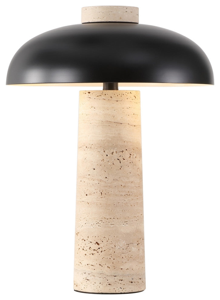 Safavieh Couture Giacomo Travertine Table Lamp, Travertine/Black