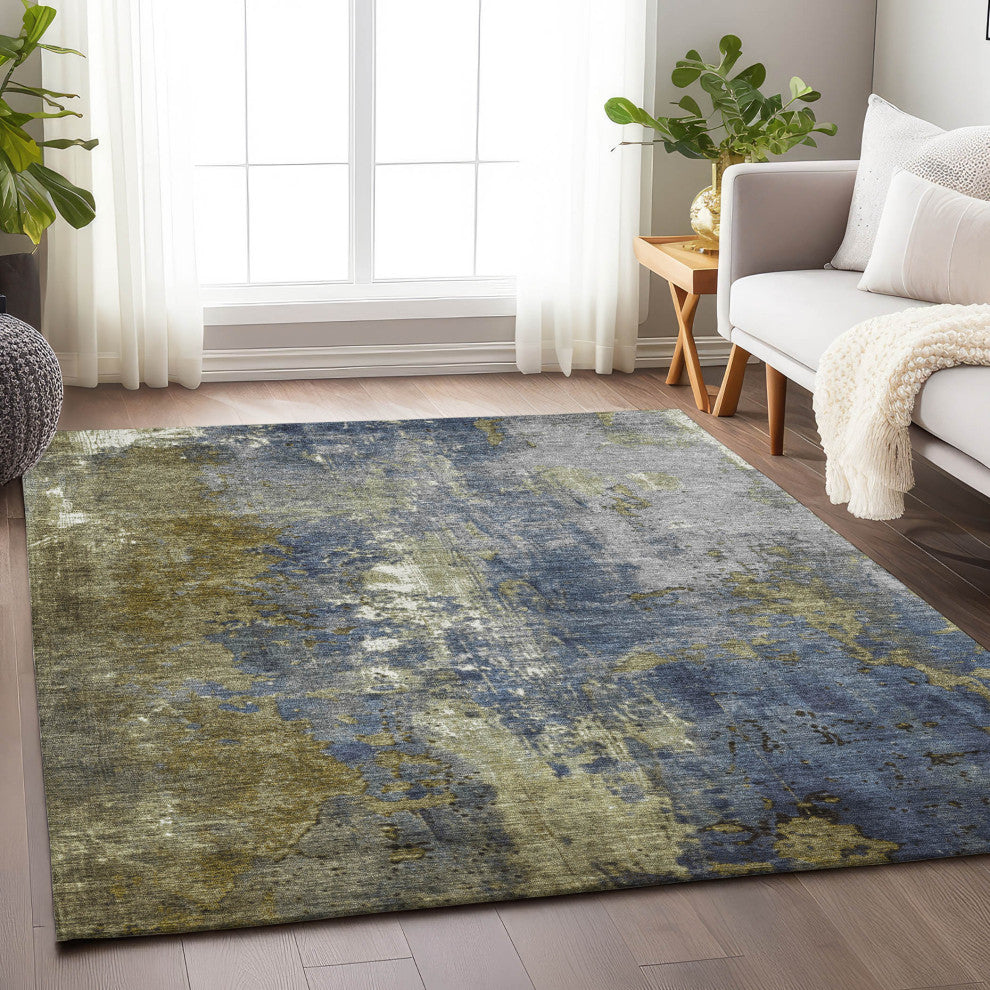 Machine Washable Indoor/Outdoor Chantille ACN1870 Khaki 10' x 14' Rug