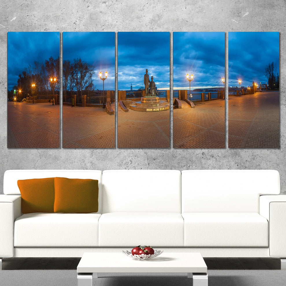 "Monument To Armories Panorama" Landscape Print Wall Artwork, 5 Panels, 60"x28"